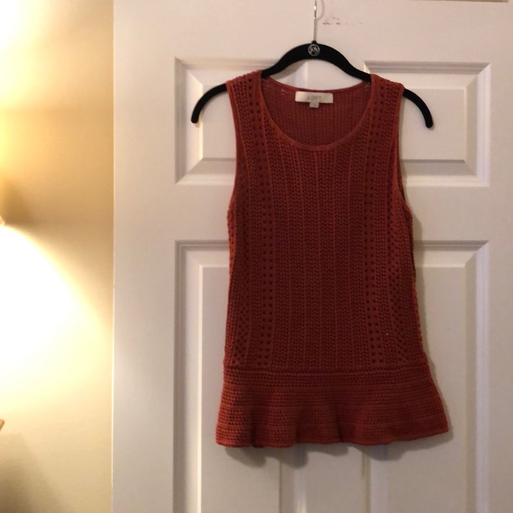 Loft sleeveless light sweater burnt orange. Size S